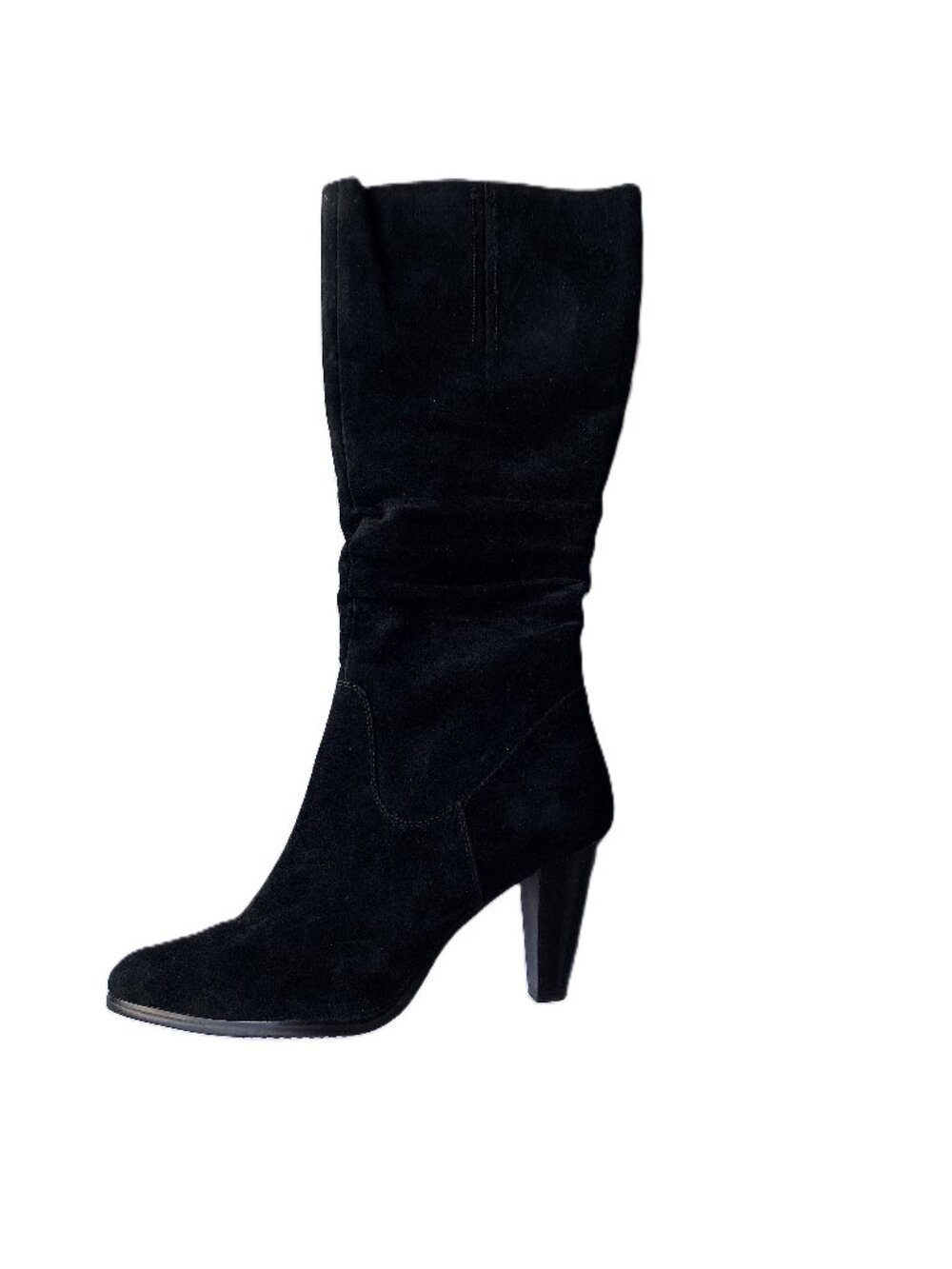 Genuine Suede Leather Fur-Lined Heeled Boots Size 39, US 8
